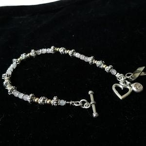 Breast cancer awareness beaded bracelet